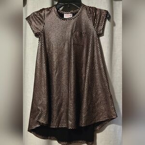 Lularoe Black & Gold Metallic Shimmer Dot Scarlett Dress Little Girl Size 4